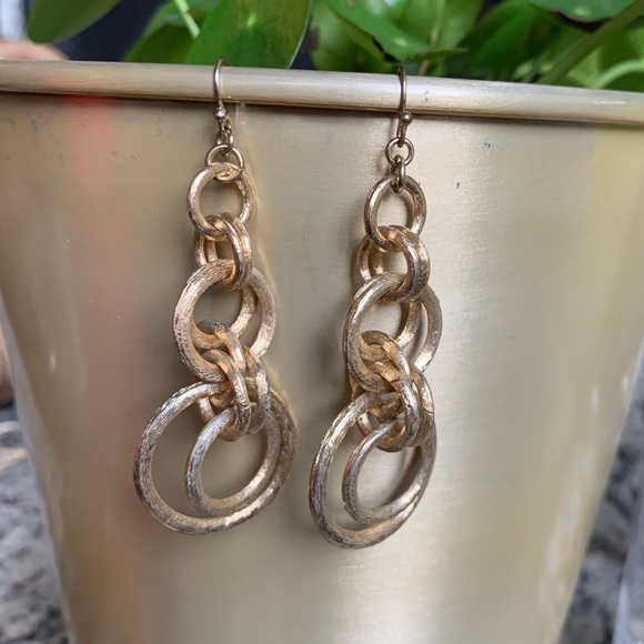 Gold Dangly Hoop Earrings - Picture 2 of 3